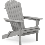 2-Piece Folding Adirondack Chair Set Solid Wood Gray