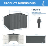 Outdoor Storage Shed Garden Building Metal Utility Tool House 239x91in Dark Gray