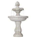 37.4"H 2-Tier White Polyresin Outdoor Water Fountain, Classic Pedestal Cascading Water Feature for Patio Garden Yard Decor