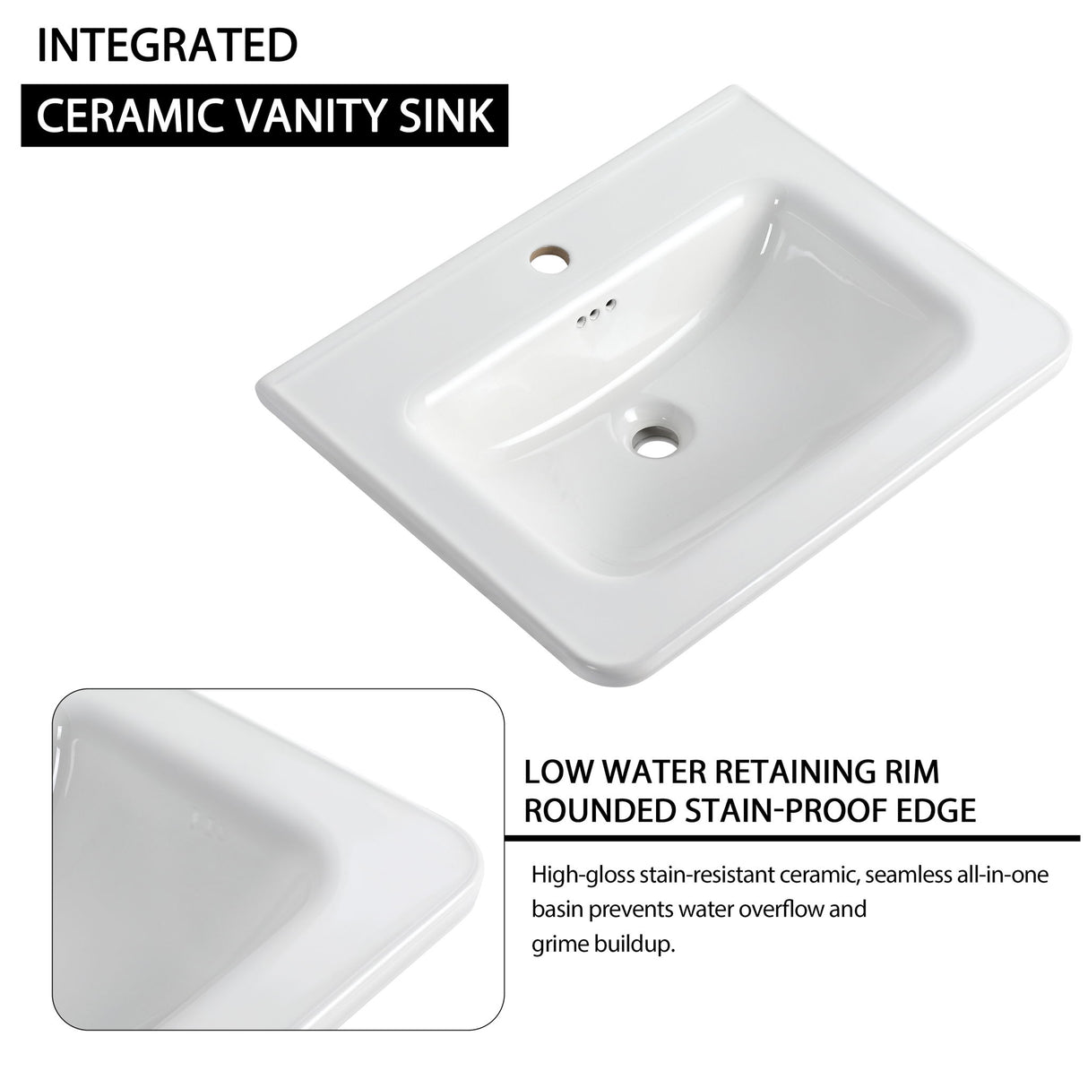 Wall Mounted Bathroom Vanity With Sink And Storage Shelves, Soft Close Doors