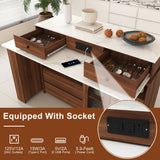 Kitchen Island With Extendable & Rotating Table