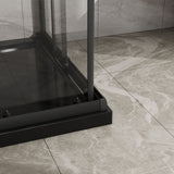 Corner Sliding Shower Door And Shower Base Combo Kit No Drain Kit - Matte Black