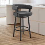 Lorin - 26" Counter Height Swivel Bar Stool - Black Finish And Faux Leather