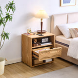 Nightstand With USB Ports & Outlet Hole, End Table With Drawer