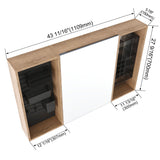 Wall Mounted Bathroom Mirror Cabinet With Storage - Imitative Oak