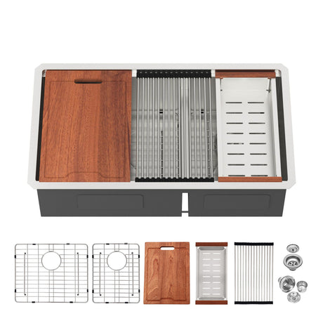 Stainless Steel Undermount Kitchen Sink With Double Bowl