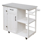 Outdoor Kitchen Island Prep Station With Lockable Wheels, Ample Storage, Towel & Spice Racks