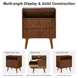 Nightstand With Charging Station, 2 Drawer Bedside Table With Shelf And USB / AC Ports