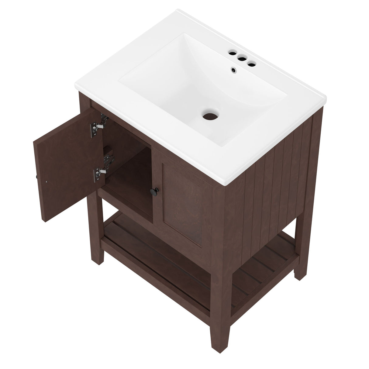 Modern Bathroom Vanity With Sink And Open Shelf