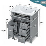 Modern Bathroom Vanity With Sink, Flip Drawer & 3 Drawers, Soft Close Hinges, Adjustable Shelf