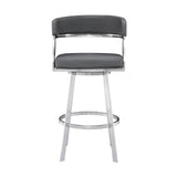 Dione - Swivel Faux Leather And Brushed Stainless Steel Bar Stool