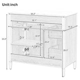 Bathroom Vanity With Sink, 3 Drawers & 2 Doors