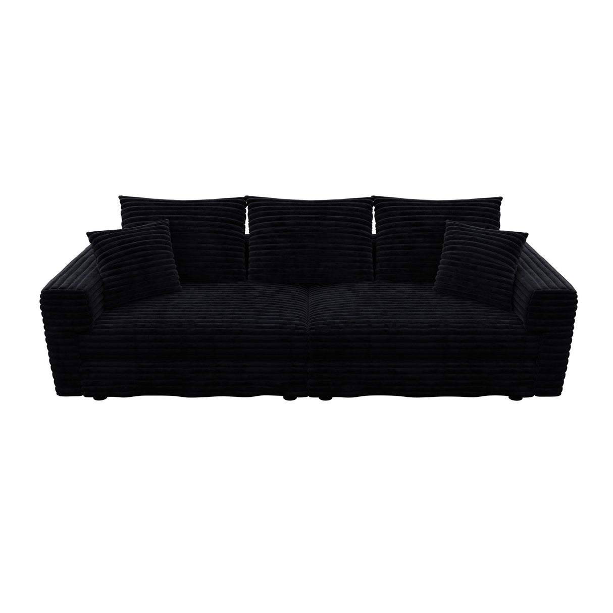 Deep Seat Convertible Sofa With Soft Pillows And Ottomans