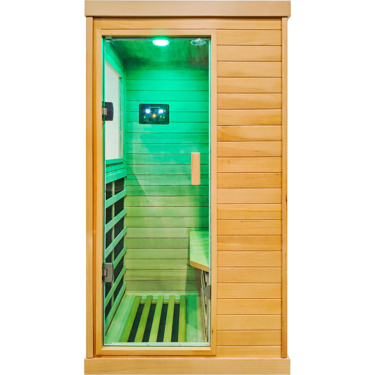 Infrared Sauna Room Single Room With Hemlock Frame, 6 Heating Plates, Built-In Lights And Bluetooth Audio - Natural