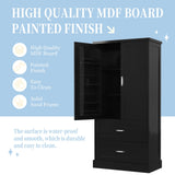 Tall Bathroom Storage Cabinet With 2 Doors And Drawers, Adjustable Shelf