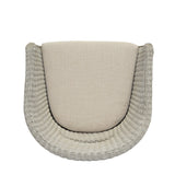 Modern Coastal Rattan Dining Chairs, (Set of 2), Solid Wood Legs - Beige