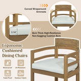 5 Piece Round Patio Table & Cushioned Armrest Chairs, Outdoor Dining Set With Umbrella Hole
