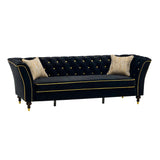 3 Person Sofa With Deep Seat, Tufted Backrest