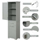 Tall Freestanding Bathroom Storage Cabinet With Adjustable Shelf And 2 Drawers