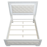 Eastern King Size Bed With LED Lights And Mirror Trim - Cream / Ivory