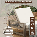 Outdoor Lounge Chairs, 5 Position Chaise Lounge With Adjustable Backrest (Set of 2) - Gray