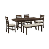 Jax - 6 Piece Dining Set (72" Table, Four Chairs And Bench) - Cherry