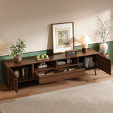 78" TV Stand For 85" TVs With Soft Close Doors, Open Shelf - Walnut