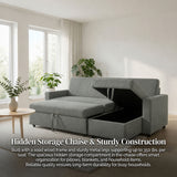 L - Shaped Convertible Sofa Bed With Storage Chaise
