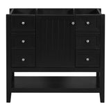 36" Bathroom Vanity Base With 2 Cabinet And 3 Drawers - Black