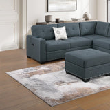 Casual Simple Tufted Sectional 4 Piece Set With USB Loveseat