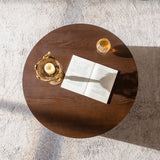 Round Coffee Table With Lift Mechanism For Living Room - Walnut