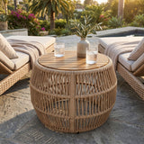 Round Side Table With Rope Frame