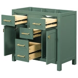 Freestanding Bathroom Vanity With 4 Drawers & 2 Cabinets - Green