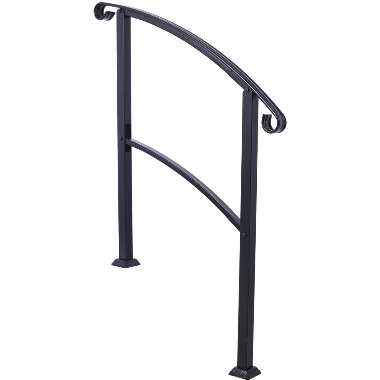 Handrails For Outdoor Steps, Fit 1 Or 3 Steps Outdoor Stair Railing, Flexible Front Porch Hand Rail, Transitional Handrails For Concrete Steps Or Wooden Stairs - Black - Outdoor Decor - Alpine Outlets