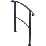 Handrails For Outdoor Steps, Fit 1 Or 3 Steps Outdoor Stair Railing, Flexible Front Porch Hand Rail, Transitional Handrails For Concrete Steps Or Wooden Stairs - Black - Outdoor Decor - Alpine Outlets