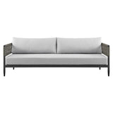 Alegria - 4 Piece Outdoor Black Aluminum & Rope Conversation Set With Light Gray Fabric Cushions