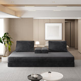 Multifunctional Convertible Sofa Bed With 2 Tumbler Backrests And 2 Pillows, Deep Seat Couch