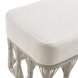Breeze - Cream Metal Outdoor Ottoman With Cushions - Pearl
