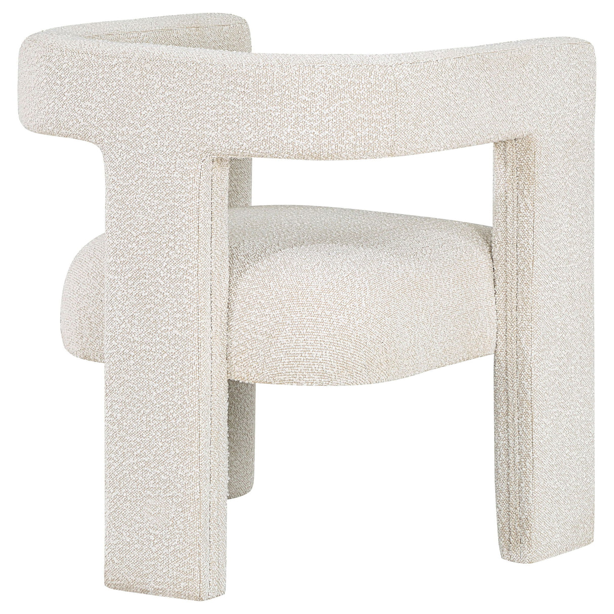 Verda - Upholstered Accent Side Chair In Soft With Rounded Open Back And 3 Leg Base - White