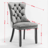 Classic Velvet Dining Chairs, High-End Tufted Solid Wood Contemporary Velvet Upholstered Dining Chair With Wood Legs Nailhead (Set of 2) - Burgundy