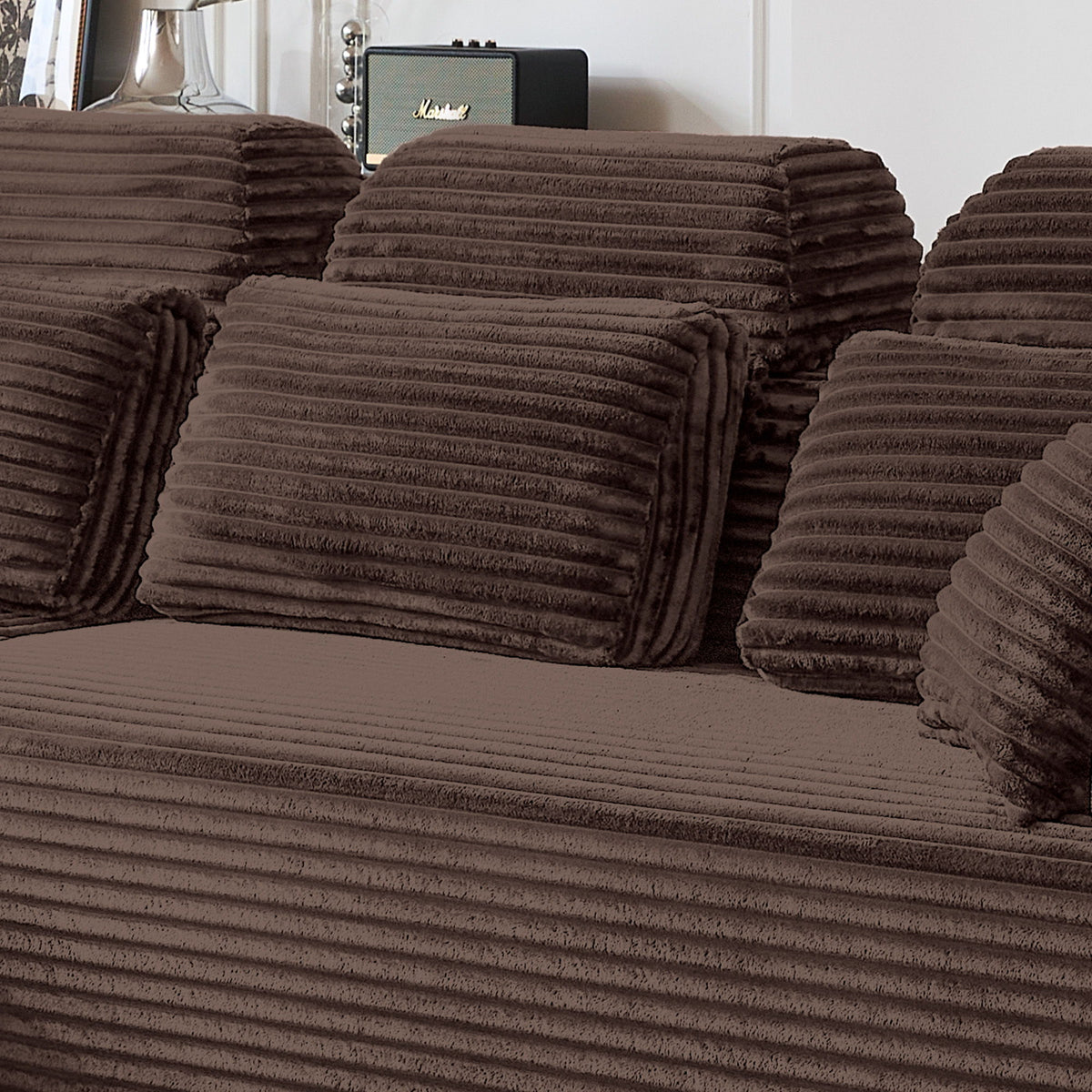 Sectional Sleeper Sofa & Storage Pockets, Modular Couch With Throw Pillows For Living Room