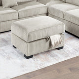 3 Piece Sectional Sofa With Reversible Chaise And USB Storage Ottoman