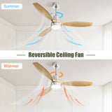 52" Integrated LED Ceiling Fan With Remote Control And Blades For Living Room
