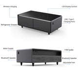 Modern Smart Coffee Table With Built-In Fridge, tooth Speaker, Wireless Charging Module, Touch Control Panel, Power Socket, USB Interface, Outlet Protection, Atmosphere Light