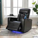 Premium Power Recliner & Storage Arms, Cupholders, Swivel Tray Table And Cell Phone Stand - Black