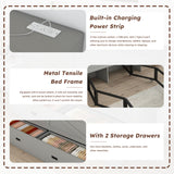Full Murphy Bed With Storage Drawers, Charging Station, Foldable Panels, And Silent Swivel Wheels