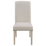 Upholstered Dining Chair With Rolled Edge Seat Back (Set of 2) - Beige
