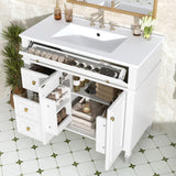 Bathroom Vanity With Sink, 3 Drawers & 2 Doors