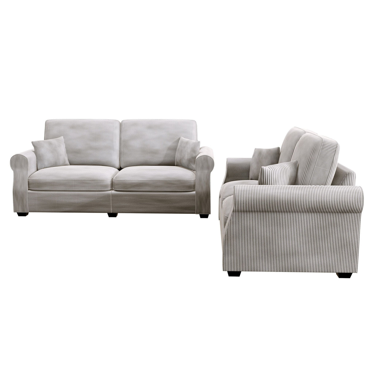 Contemporary 2 Piece Sofa Set With Matching Pillows