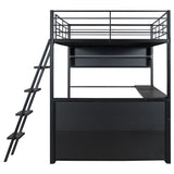 Loft Bed With LED Desk And 4 Storage Shelves